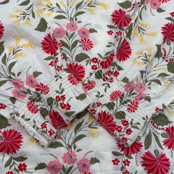 Talbots Side Button Ditsy Trail Blouse, Floral Pink Stripe Accent Size Small - Picture 7 of 15